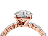 Rose gold Round Cut Diamond Side Stone Solitaire Ring with Round with Moissanite side stone and Four-Prong Setting_4