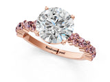 Rose gold Round Cut Diamond Side Stone Solitaire Ring with Round with Morganite side stone and Four-Prong Setting_1