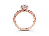 Rose gold Round Cut Diamond Side Stone Solitaire Ring with Round with Morganite side stone and Four-Prong Setting_3