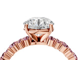 Rose gold Round Cut Diamond Side Stone Solitaire Ring with Round with Morganite side stone and Four-Prong Setting_4
