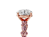 Rose gold Round Cut Diamond Side Stone Solitaire Ring with Round with Morganite side stone and Four-Prong Setting_5