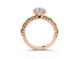Rose gold Round Cut Diamond Side Stone Solitaire Ring with Round with Peridot side stone and Four-Prong Setting_3