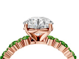 Rose gold Round Cut Diamond Side Stone Solitaire Ring with Round with Peridot side stone and Four-Prong Setting_4