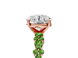 Rose gold Round Cut Diamond Side Stone Solitaire Ring with Round with Peridot side stone and Four-Prong Setting_5