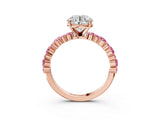Rose gold Round Cut Diamond Side Stone Solitaire Ring with Round with Pink Sapphire side stone and Four-Prong Setting_3