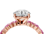 Rose gold Round Cut Diamond Side Stone Solitaire Ring with Round with Pink Sapphire side stone and Four-Prong Setting_4