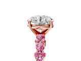 Rose gold Round Cut Diamond Side Stone Solitaire Ring with Round with Pink Sapphire side stone and Four-Prong Setting_5