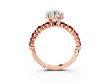 Rose gold Round Cut Diamond Side Stone Solitaire Ring with Round with Ruby side stone and Four-Prong Setting_3