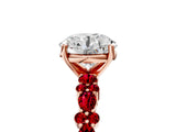 Rose gold Round Cut Diamond Side Stone Solitaire Ring with Round with Ruby side stone and Four-Prong Setting_5