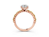 Rose gold Round Cut Diamond Side Stone Solitaire Ring with Round with Yellow Sapphire side stone and Four-Prong Setting_3