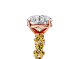 Rose gold Round Cut Diamond Side Stone Solitaire Ring with Round with Yellow Sapphire side stone and Four-Prong Setting_5
