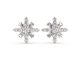 Rose gold Round Cut Diamond Snowflake Cluster Stud Earrings_50