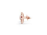 Rose gold Round Cut Diamond Snowflake Cluster Stud Earrings_51