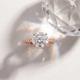 Rose gold Round Cut Diamond Solitaire Engagement Ring with Cathedral Setting and Four-Prong Mount_18