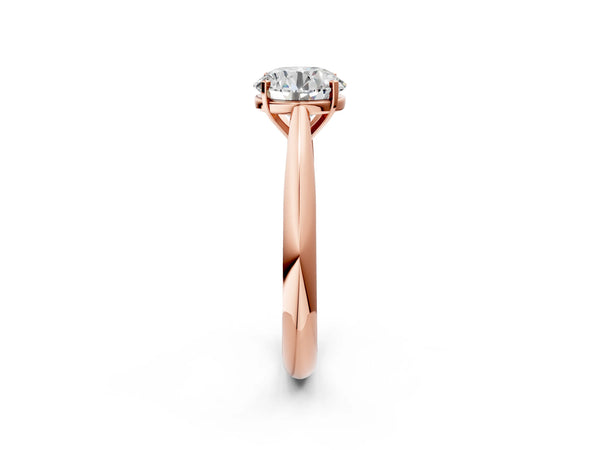 Rose gold Round Cut Diamond Solitaire Engagement Ring with Cathedral Setting and Four-Prong Mount