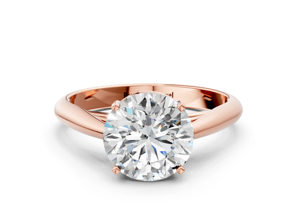 Rose gold Round Cut Diamond Solitaire Engagement Ring with Cathedral Setting and Four-Prong Mount