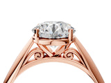 Rose gold Round Cut Diamond Solitaire Engagement Ring with Cathedral Setting and Four-Prong Mount_99