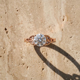 Rose gold Round Cut Diamond Solitaire Engagement Ring with Celtic Knot Band and Four-Prong Setting_15