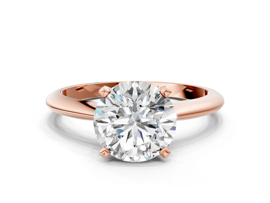 Rose gold Round Cut Diamond Solitaire Engagement Ring with Classic Band and Four-Prong Setting_146
