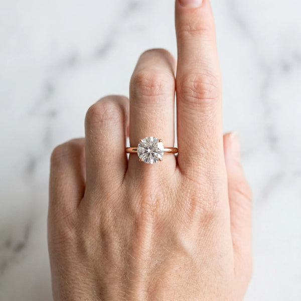 Rose Gold Round Solitaire Engagement Ring Setting with Thin Plain Band