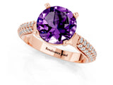 Rose gold Round Cut Diamond Solitaire Engagement Ring with Pavé Band and Four-Prong Setting_1