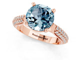 Rose gold Round Cut Diamond Solitaire Engagement Ring with Pavé Band and Four-Prong Setting_1