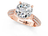 Rose gold Round Cut Diamond Solitaire Engagement Ring with Pavé Band and Four-Prong Setting_1