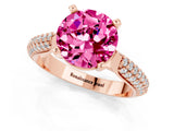 Rose gold Round Cut Diamond Solitaire Engagement Ring with Pavé Band and Four-Prong Setting_1