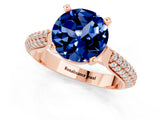 Rose gold Round Cut Diamond Solitaire Engagement Ring with Pavé Band and Four-Prong Setting_1