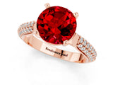 Rose gold Round Cut Diamond Solitaire Engagement Ring with Pavé Band and Four-Prong Setting_1