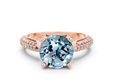 Rose gold Round Cut Diamond Solitaire Engagement Ring with Pavé Band and Four-Prong Setting