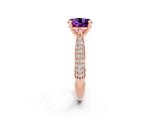 Rose gold Round Cut Diamond Solitaire Engagement Ring with Pavé Band and Four-Prong Setting_2