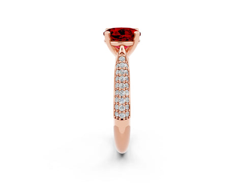 Rose gold Round Cut Diamond Solitaire Engagement Ring with Pavé Band and Four-Prong Setting_2