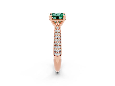 Rose gold Round Cut Diamond Solitaire Engagement Ring with Pavé Band and Four-Prong Setting_2