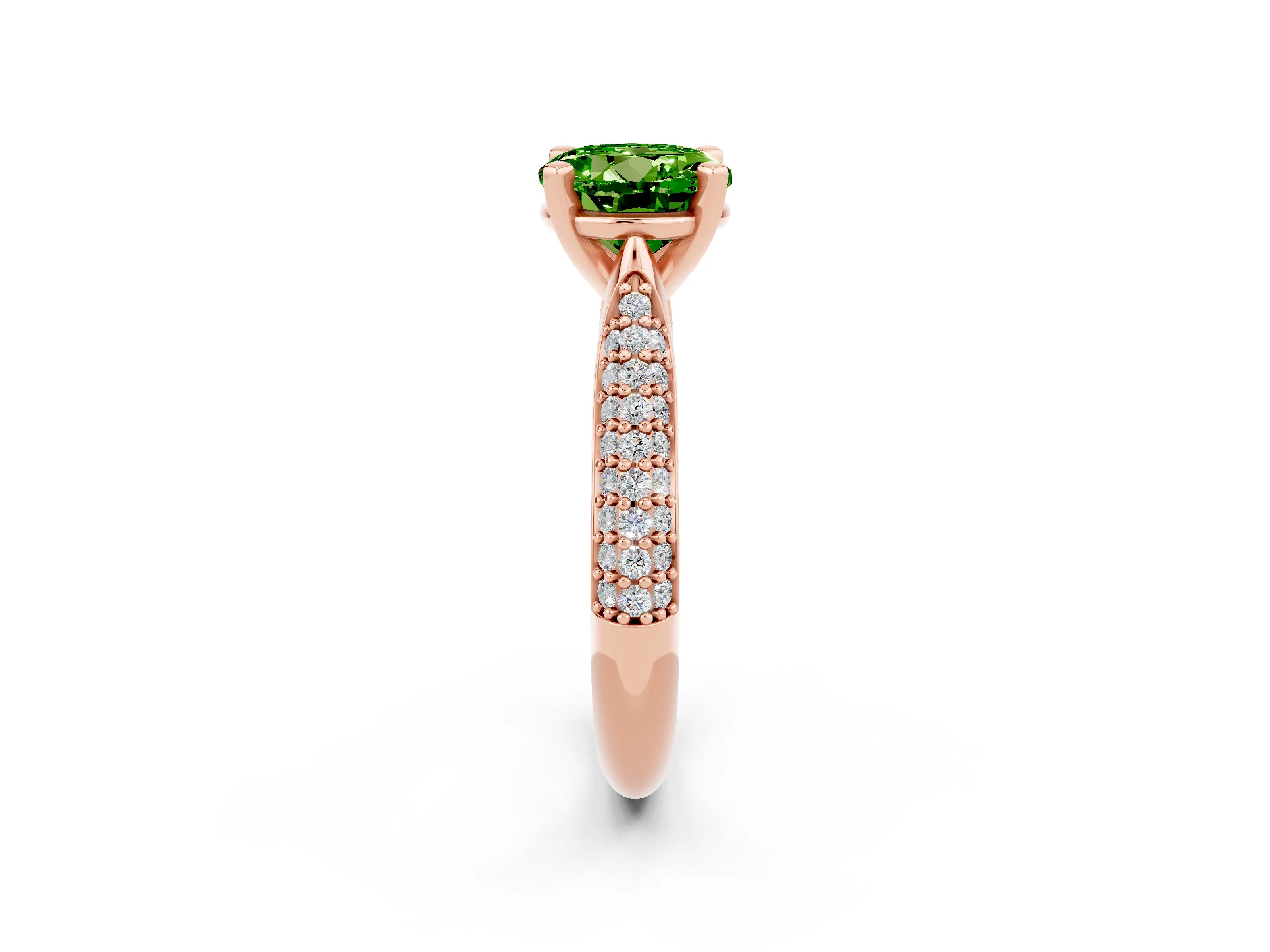 Rose gold Round Cut Diamond Solitaire Engagement Ring with Pavé Band and Four-Prong Setting_2