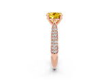 Rose gold Round Cut Diamond Solitaire Engagement Ring with Pavé Band and Four-Prong Setting_2