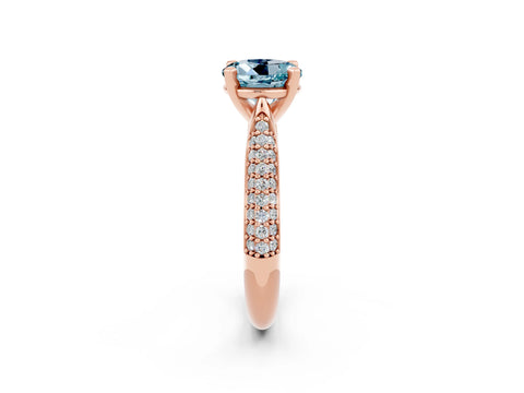 Rose gold Round Cut Diamond Solitaire Engagement Ring with Pavé Band and Four-Prong Setting_2