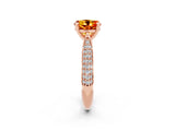 Rose gold Round Cut Diamond Solitaire Engagement Ring with Pavé Band and Four-Prong Setting_2
