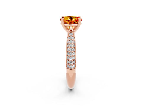 Rose gold Round Cut Diamond Solitaire Engagement Ring with Pavé Band and Four-Prong Setting_2