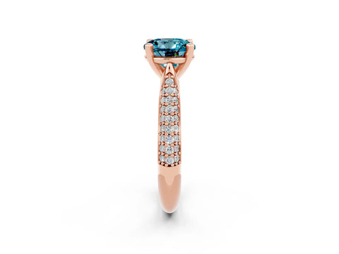 Rose gold Round Cut Diamond Solitaire Engagement Ring with Pavé Band and Four-Prong Setting_2