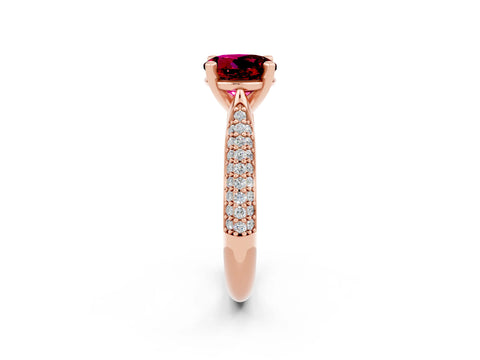 Rose gold Round Cut Diamond Solitaire Engagement Ring with Pavé Band and Four-Prong Setting_2