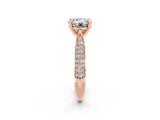 Rose gold Round Cut Diamond Solitaire Engagement Ring with Pavé Band and Four-Prong Setting_2