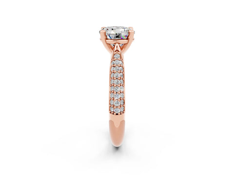 Rose gold Round Cut Diamond Solitaire Engagement Ring with Pavé Band and Four-Prong Setting_2