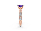 Rose gold Round Cut Diamond Solitaire Engagement Ring with Pavé Band and Four-Prong Setting_2