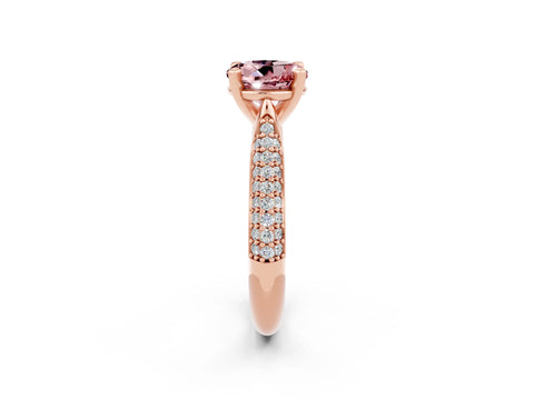 Rose gold Round Cut Diamond Solitaire Engagement Ring with Pavé Band and Four-Prong Setting_2