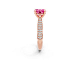 Rose gold Round Cut Diamond Solitaire Engagement Ring with Pavé Band and Four-Prong Setting_2