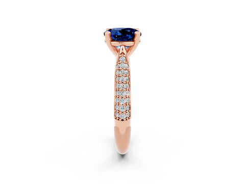 Rose gold Round Cut Diamond Solitaire Engagement Ring with Pavé Band and Four-Prong Setting_2
