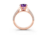 Rose gold Round Cut Diamond Solitaire Engagement Ring with Pavé Band and Four-Prong Setting_3