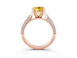 Rose gold Round Cut Diamond Solitaire Engagement Ring with Pavé Band and Four-Prong Setting_3