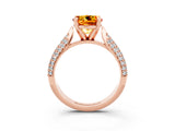 Rose gold Round Cut Diamond Solitaire Engagement Ring with Pavé Band and Four-Prong Setting_3